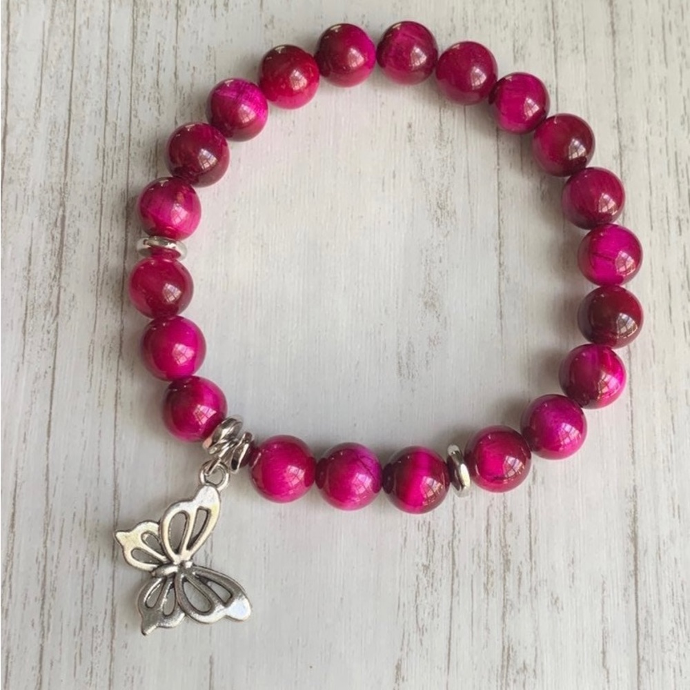 Beaded gemstone butterfly bracelet!
